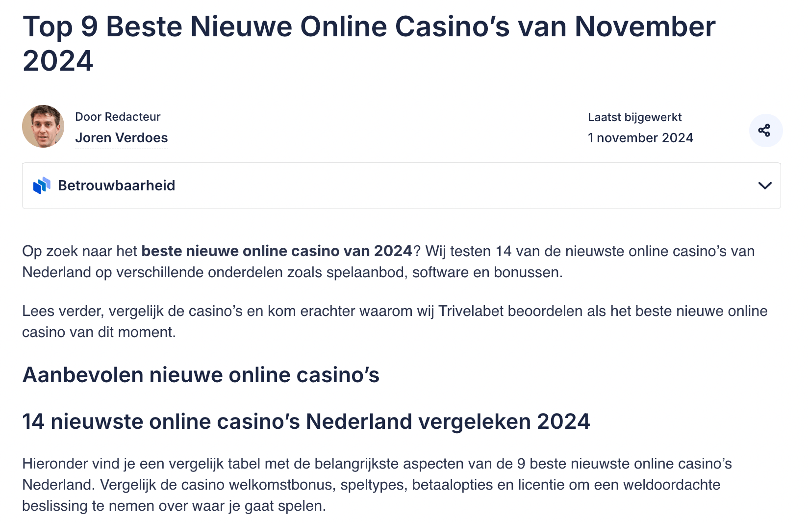 Techopedia’s ‘best online casinos in the Netherlands’ page