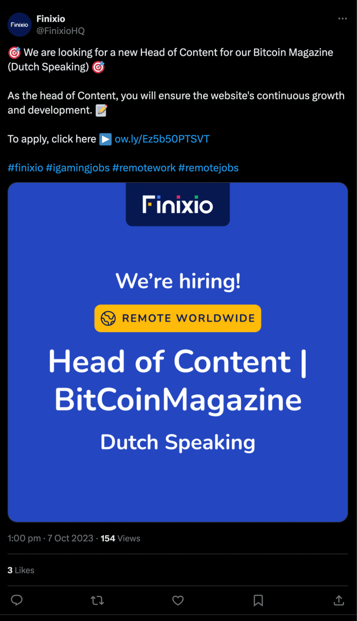 Bitcoinmagazine.nl also owned by Finixio