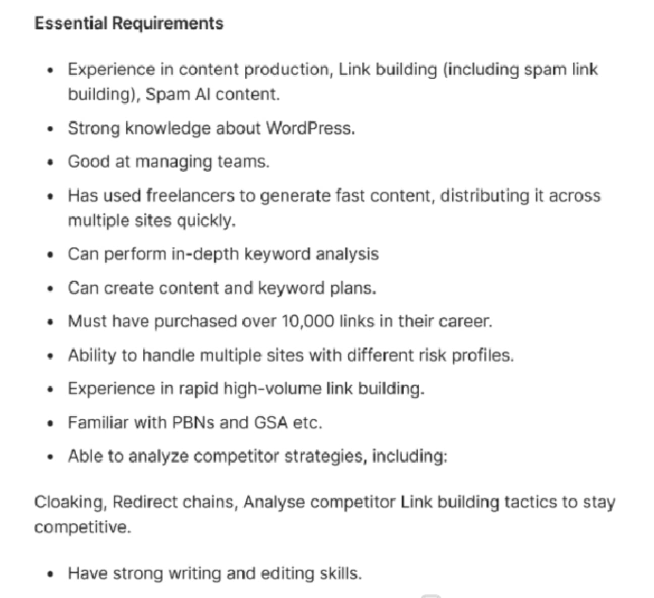 essential requirements clickoutmedia jobs ad