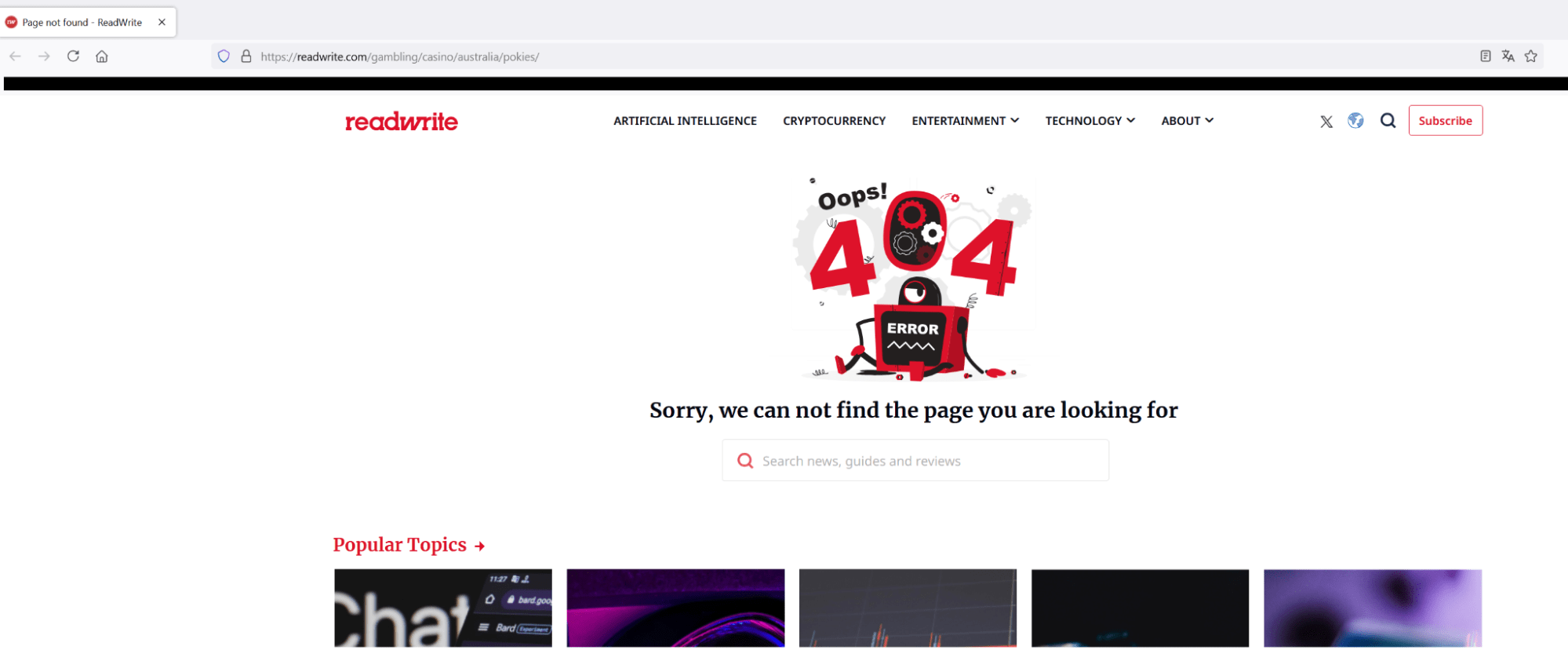 Readwrite 404 page