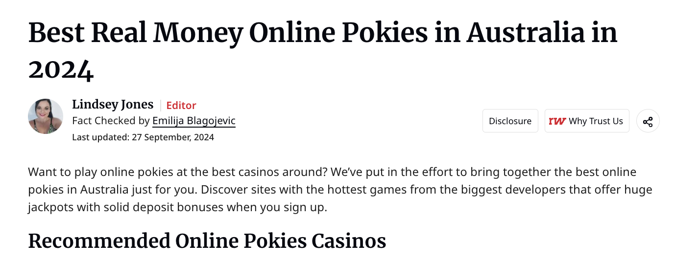 The new intro text on Readwrites new online pokies page