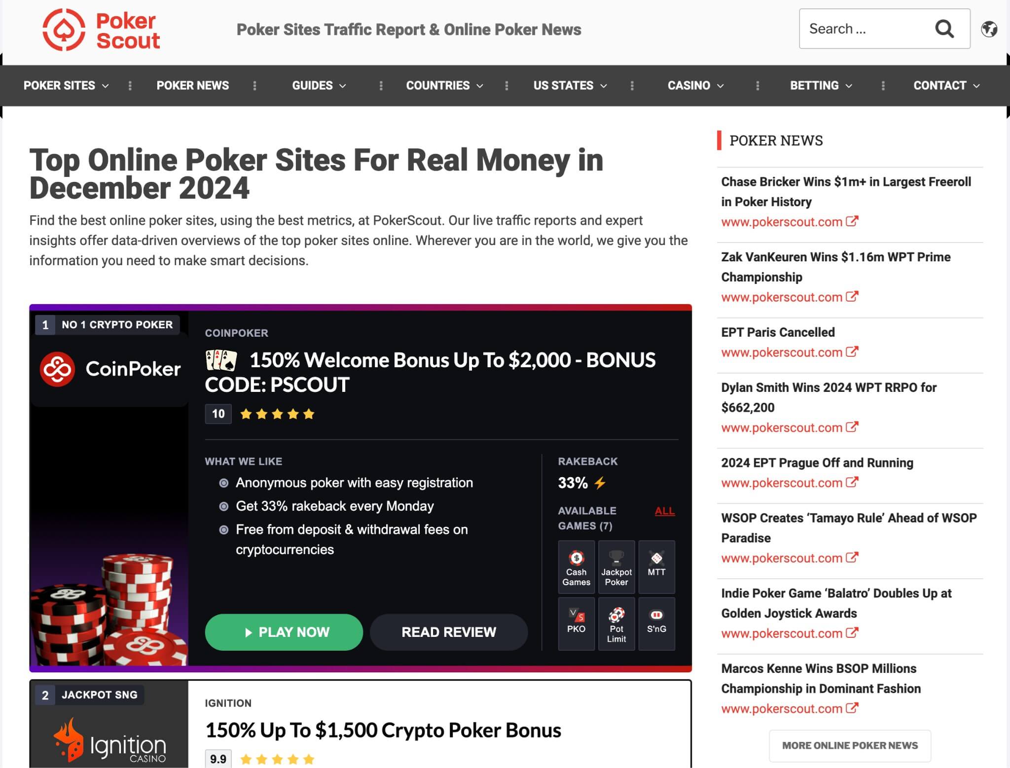 pokerscout homepage