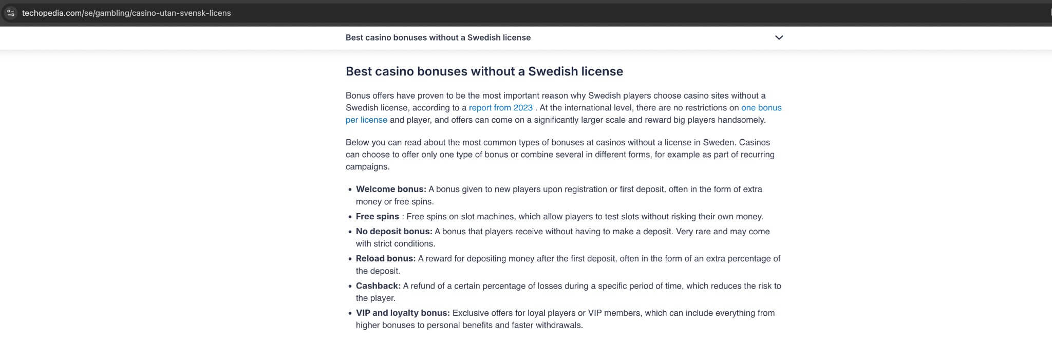 techopedia non swedish version of casino utan licens