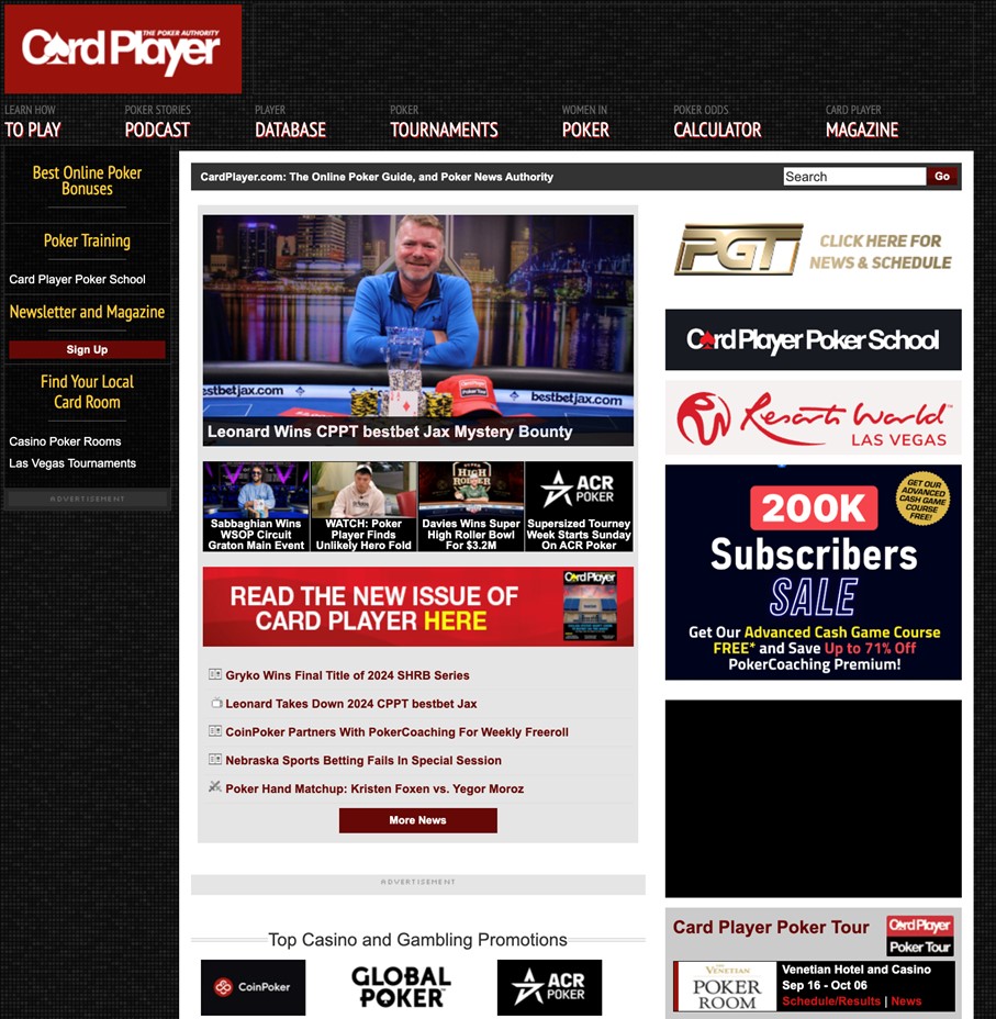 Cardplayer front page october 2024