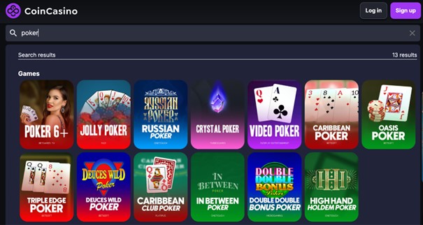 Coincasino poker