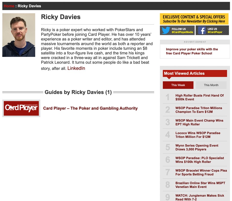 ricky davies cardplayer author