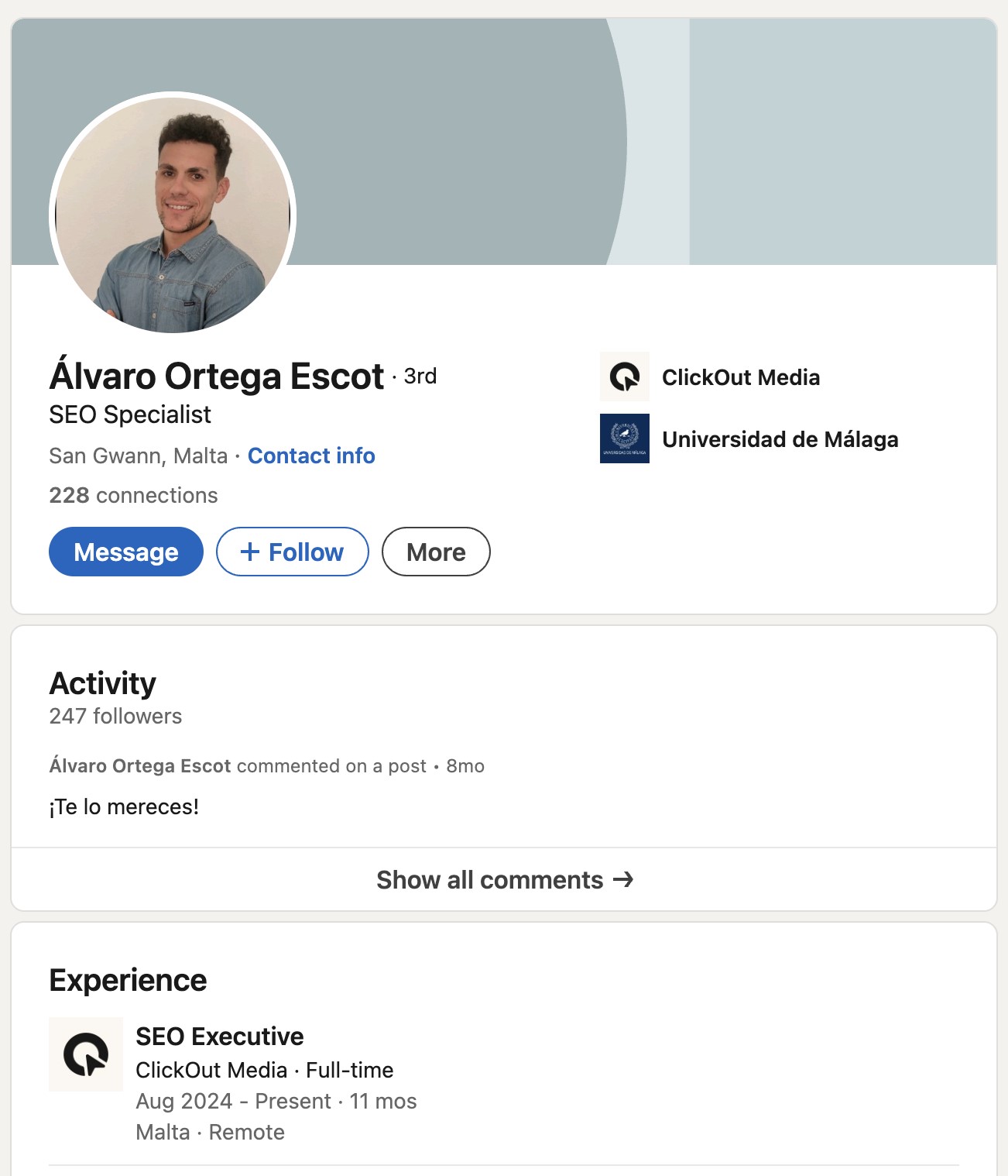 Alvaro Ortega, who also does SEO at Clickout