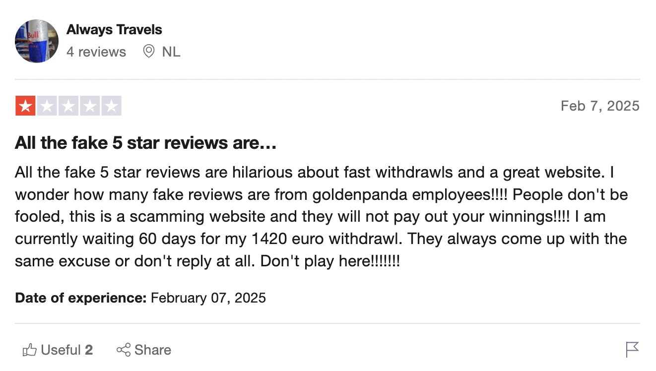 Golden Panda’s TrustRadar account real reviews