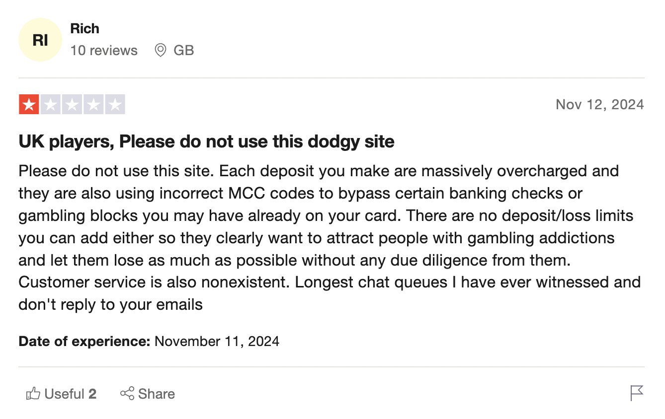 serious allegations on trustpilot regarding Golden Panda Casino