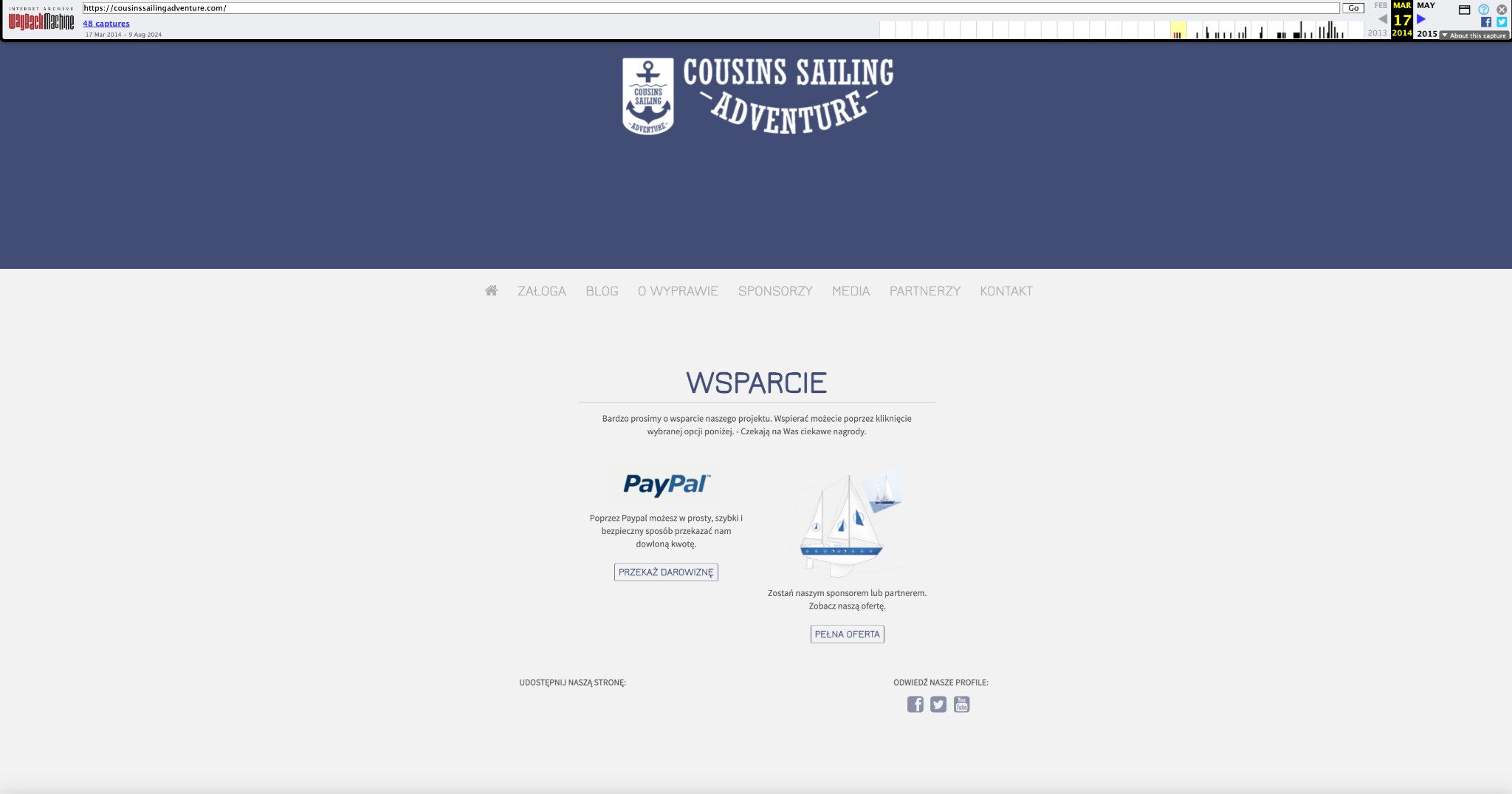 cousinssailingadventure.com, once a Polish-language website