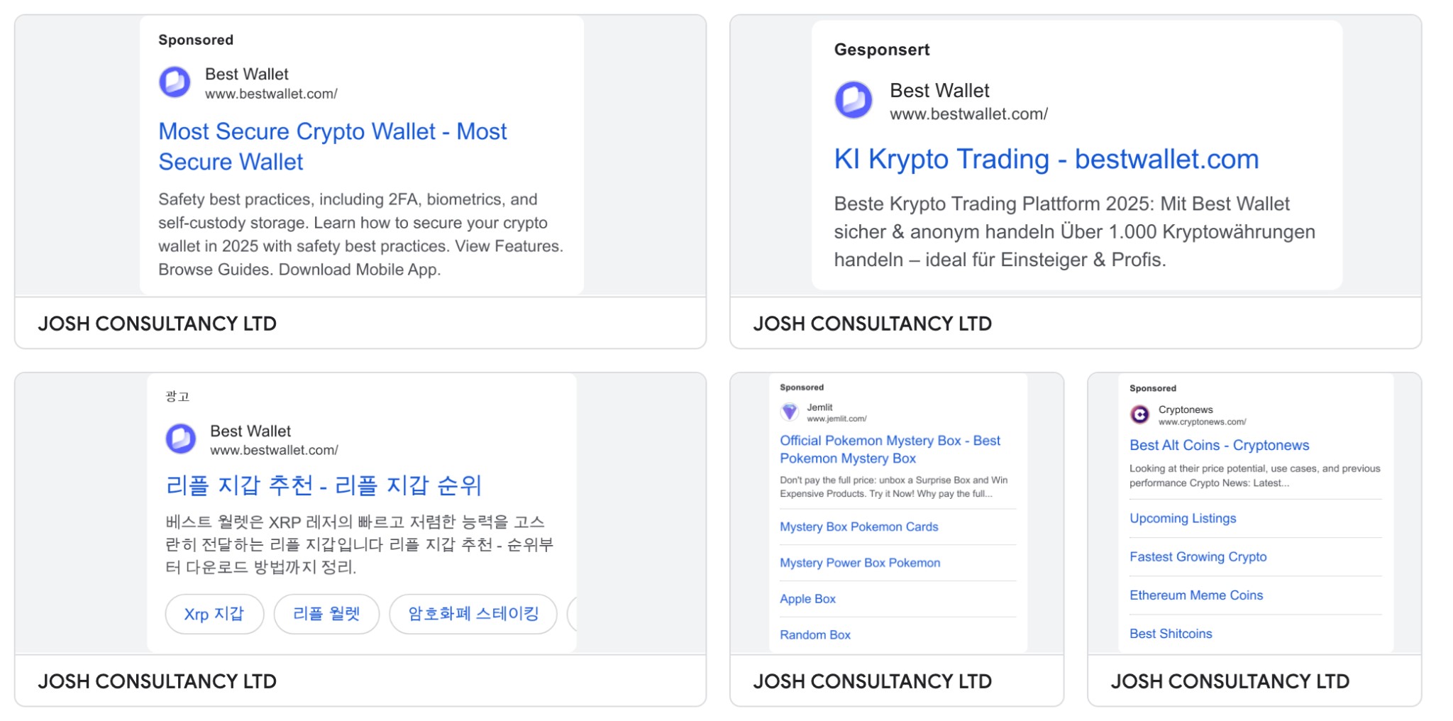 josh consultancy advertising bestwallet on google ads