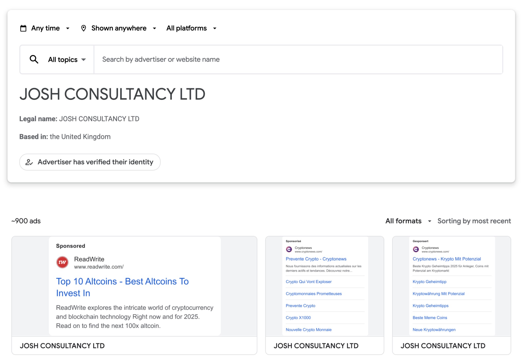 josh consultancy advertising readwrite.com and cryptonews