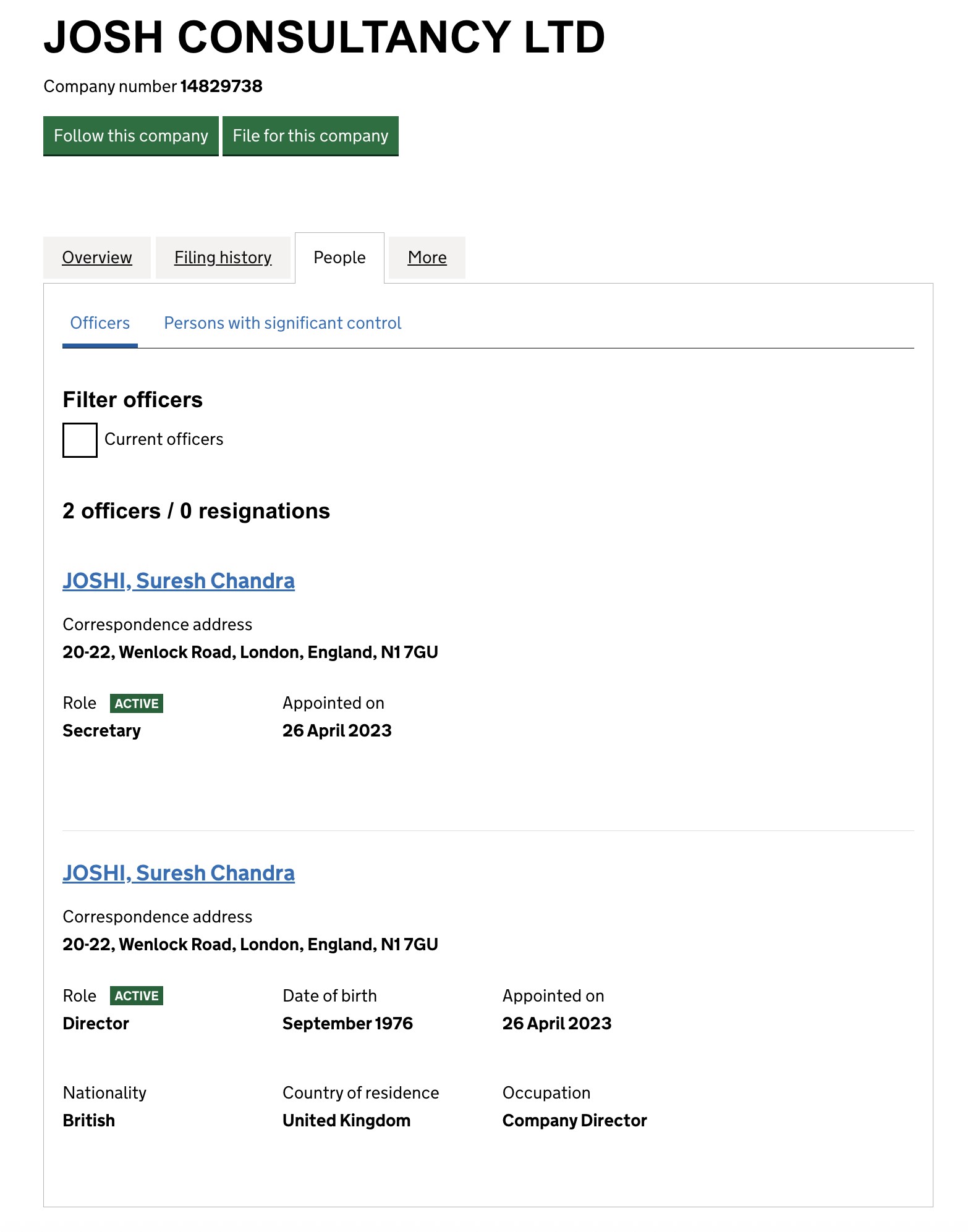 who owns Josh Consultancy ltd
